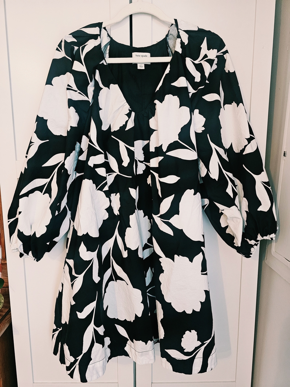 Kate Spade x Target Classic Rose Cotton Poplin Mini Dress - Black & White Size L
